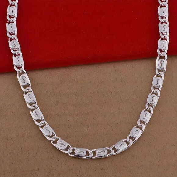 Silver Plated Metal Necklace 17.5 in & Bracelet 7.5 in, Unisex Set of 2 NEW - Picture 3 of 11